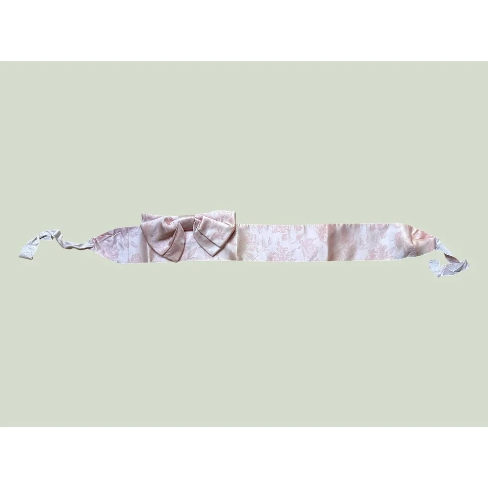 Vintage 1960s Saibi Japanese Tsukuri-Obi Belt Pre Tied Sash Pale Pink Satin Bow